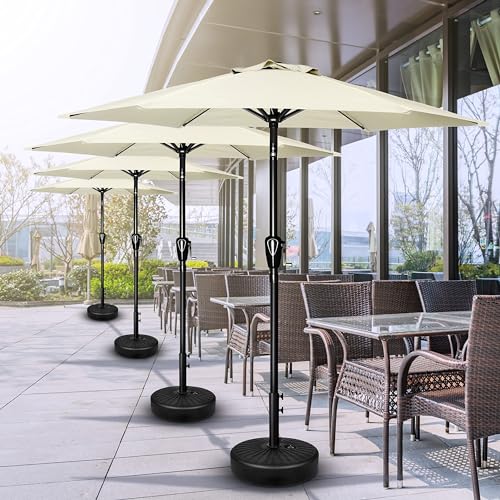 Simple Deluxe 9FT Outdoor Patio Umbrella Table Market Umbrella with Push Button Tilt and Crank, 8 Sturdy Ribs, UV Protection Waterproof for Garden, Lawn, Deck, Backyard, Pool