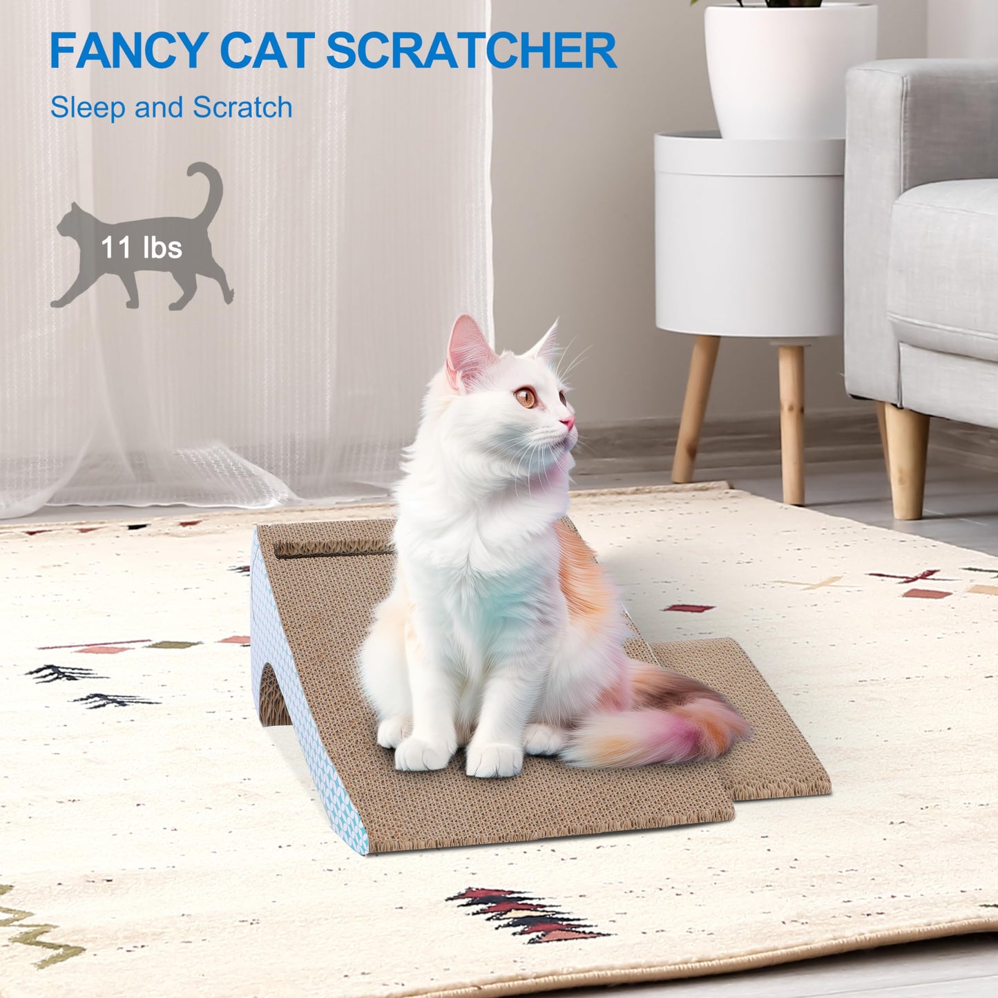 2 in 1 Cat Scratcher Cardboard Lounge Bed, Cat Scratching Pad, Durable Board Pads Prevents Furniture Damage,Large