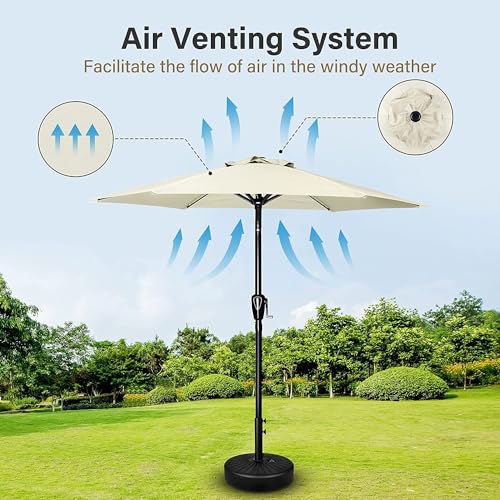 Simple Deluxe 9FT Outdoor Patio Umbrella Table Market Umbrella with Push Button Tilt and Crank, 8 Sturdy Ribs, UV Protection Waterproof for Garden, Lawn, Deck, Backyard, Pool