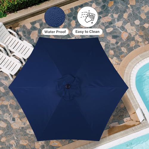 Simple Deluxe 9FT Outdoor Patio Umbrella Table Market Umbrella with Push Button Tilt and Crank, 8 Sturdy Ribs, UV Protection Waterproof for Garden, Lawn, Deck, Backyard, Pool