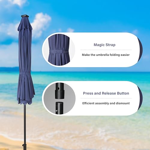 YSSOA 9ft/10ft Outdoor Market Patio Umbrella with 8 Sturdy Ribs, Tilt/Crank Push Button for Garden, Deck, Backyard and Pool