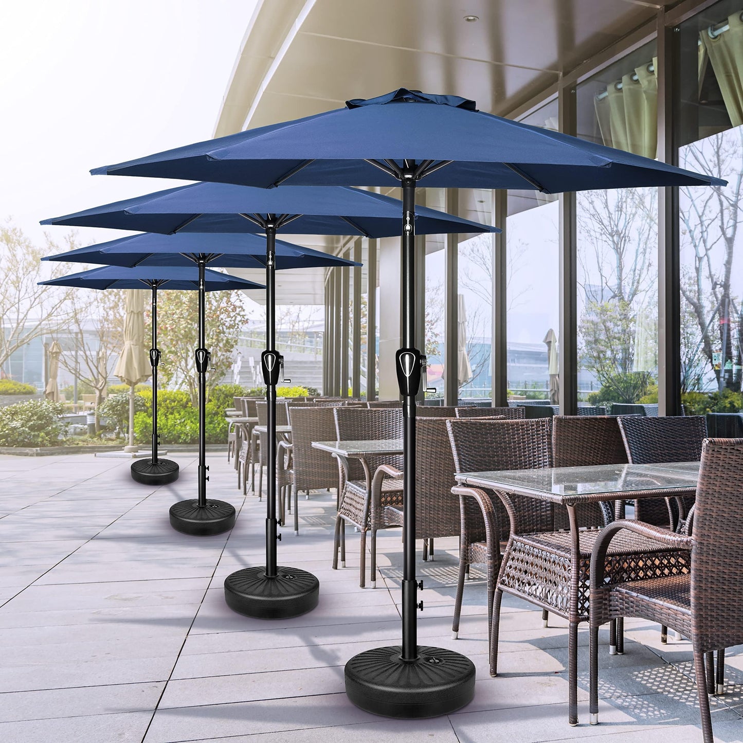 Simple Deluxe 9FT Outdoor Patio Umbrella Table Market Umbrella with Push Button Tilt and Crank, 8 Sturdy Ribs, UV Protection Waterproof for Garden, Lawn, Deck, Backyard, Pool