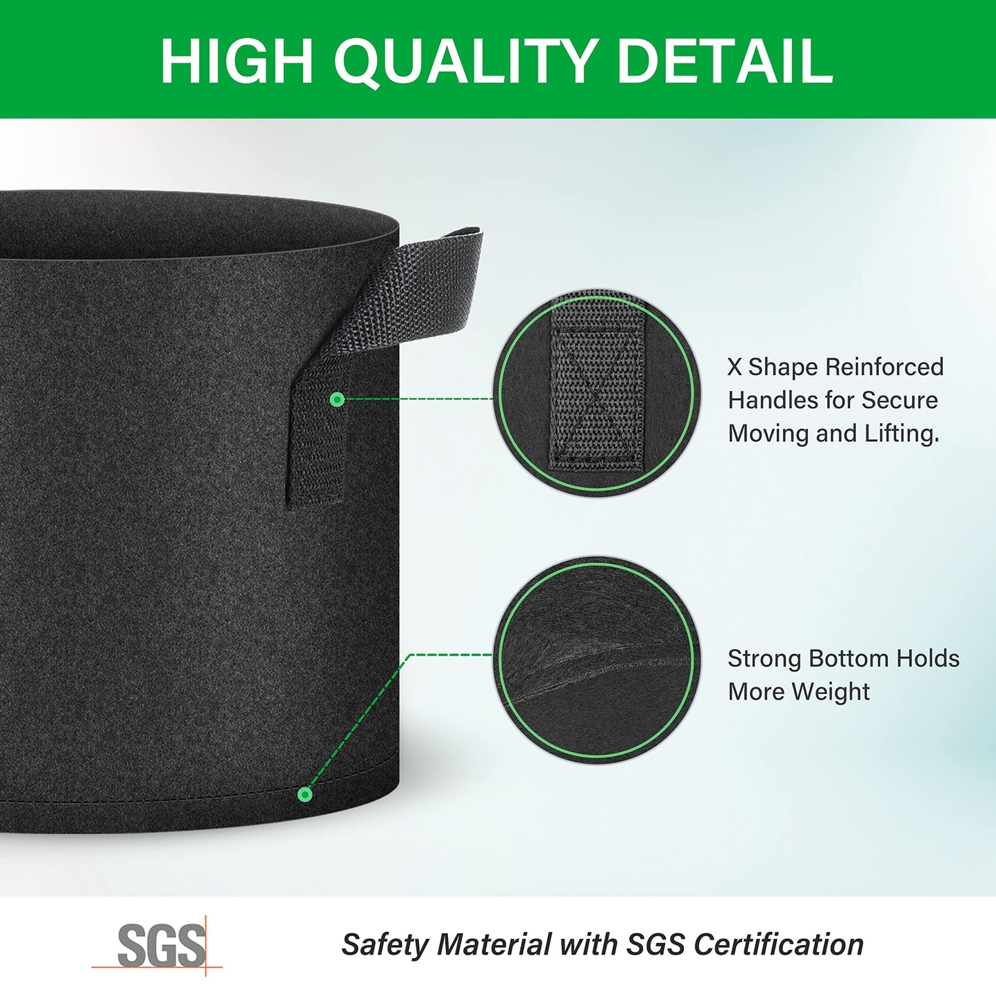 YSSOA Nonwoven Fabric Plant Pots with Handles,