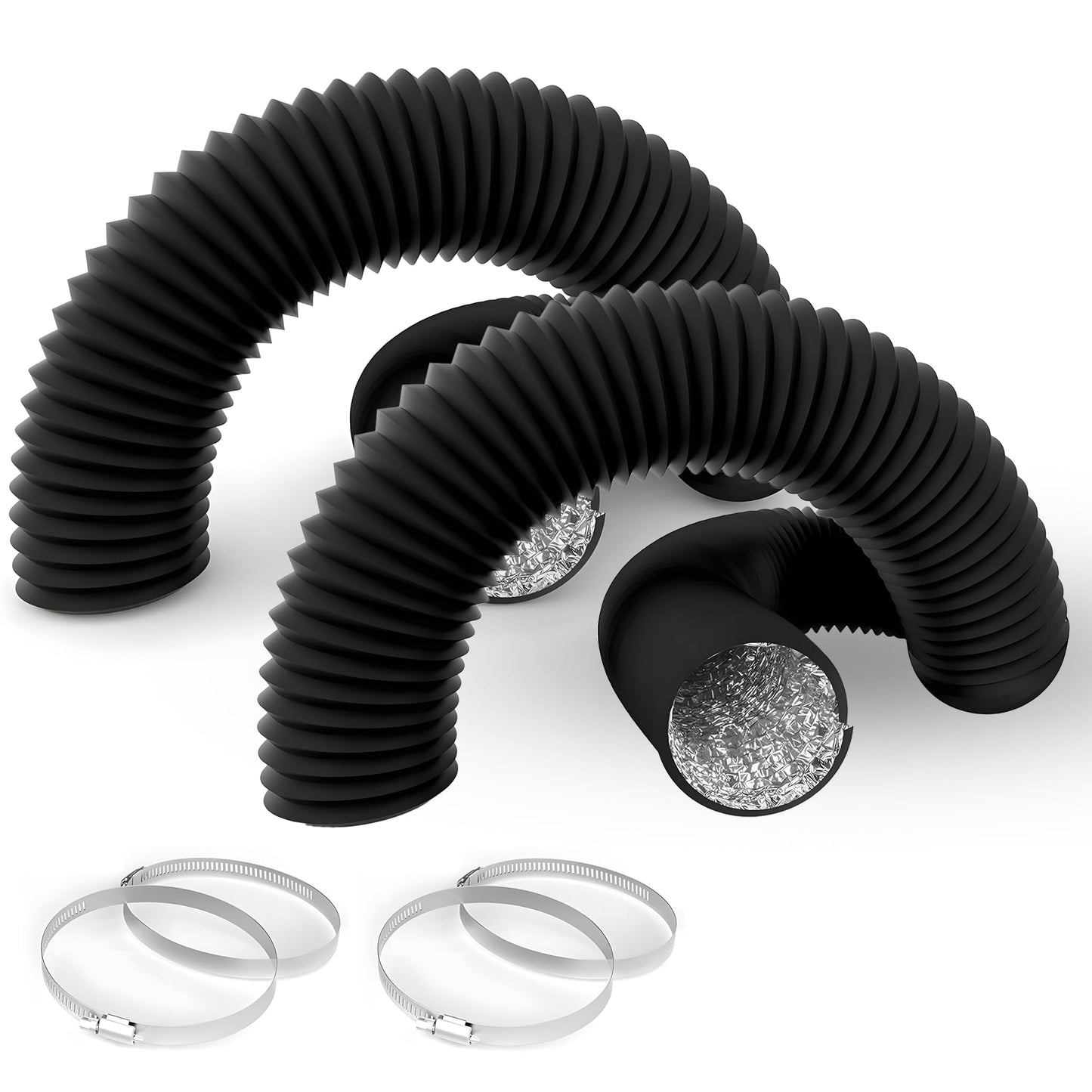 HealSmart Exhaust Inline Duct Fan Vent Booster Blower and Non-Insulated Flex Air Aluminum Foil Ducting for Indoor Grow Tent Hydroponics Ventilation