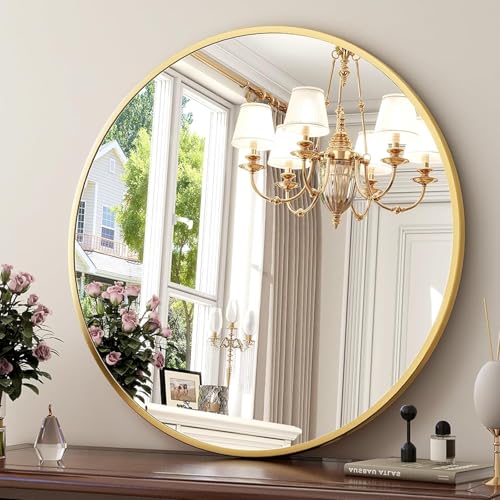 Simple Deluxe Black 20 Inch Circle Mirror