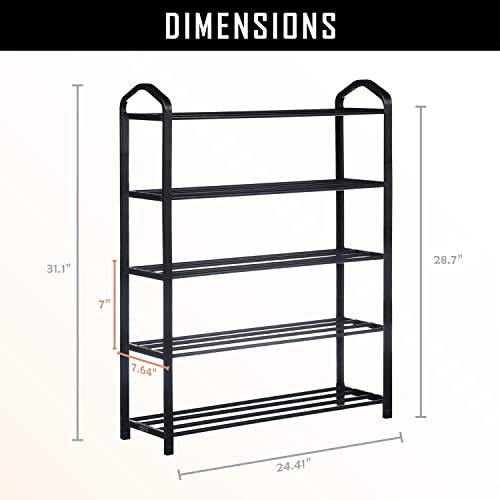 YSSOA 4-Tier Stackable Shoe Rack, 12-Pairs Sturdy Shoe Shelf Storage , Black Shoe Tower for Bedroom, Entryway, Hallway, and Close