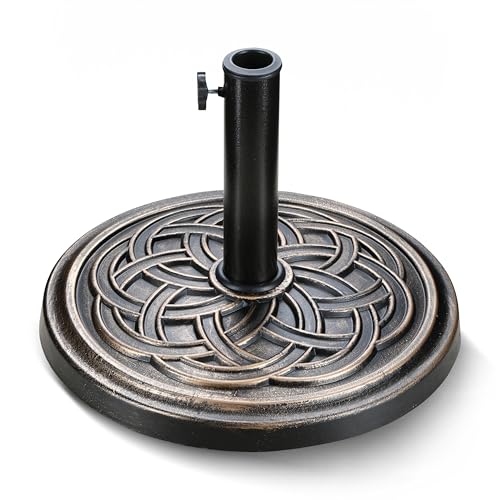 HealSmart 50Lbs Durable Fillable Outdoor Patio Umbrella Base Heavy Duty Stand for Lawn, Deck, Poolside, Black