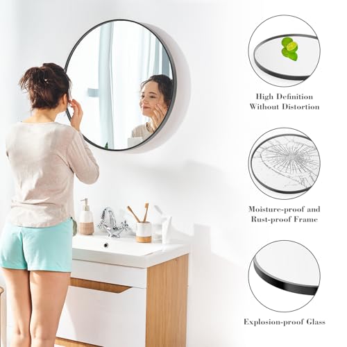 YSSOA Black 20 Inch Round Mirror