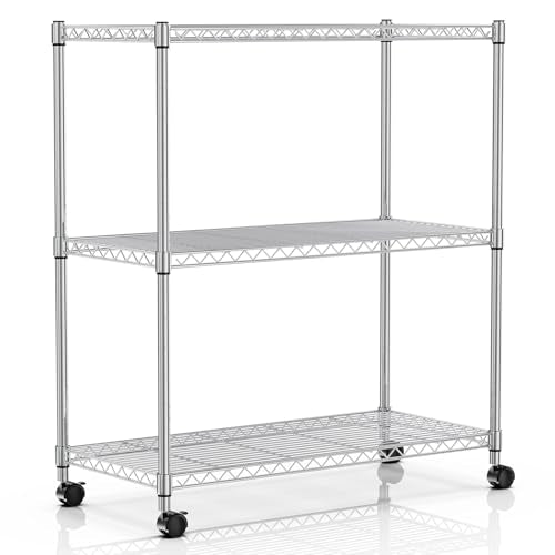 YSSOA 1-Tier Shelving Units, 29.92" W x 13.98" D x 14.96" H Steel Wire Rack Storage Shelving Organizer, Chrome