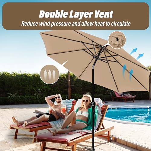 Simple Deluxe 9FT Outdoor Patio Umbrella Table Market Umbrella with Push Button Tilt and Crank, 8 Sturdy Ribs, UV Protection Waterproof for Garden, Lawn, Deck, Backyard, Pool