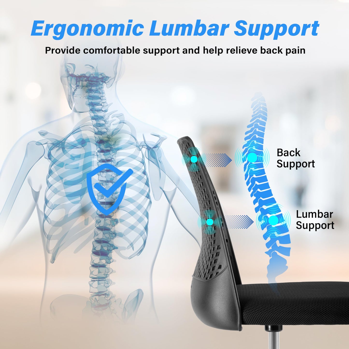 YSSOA Ergonomic Office Computer Gaming Chair with Supportive Cushioning, 360° Swivel and Sturdy Metal Legs