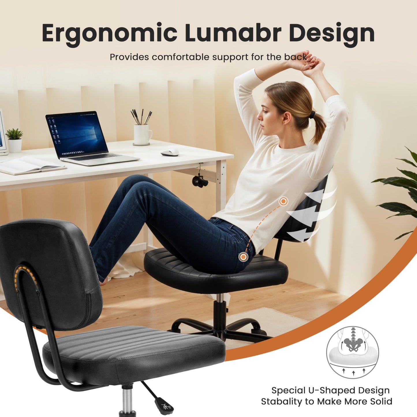 YSSOA Simple Deluxe Small Desk Chair Home Office Desk Chairs Small Vanity Chair with Wheels