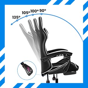 Simple Deluxe Gaming Chair, High Back Office Computer Desk Chair, Recliner Swivel Video Game Chair with Footrest, Adjustable Lumbar Support，Height Adjustable Seat and Backrest