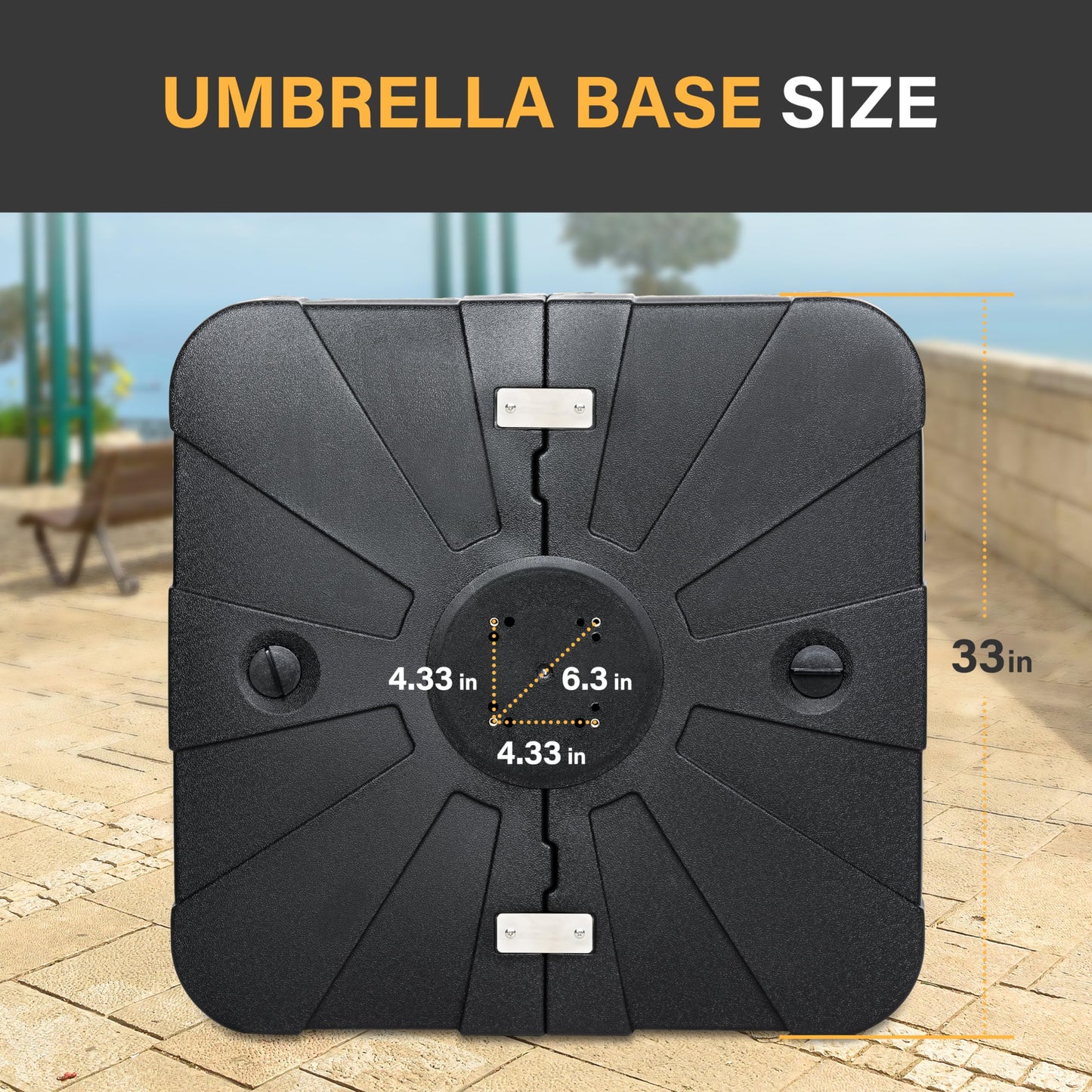 YSSOA Fillable Mobile Offset Patio Base Heavy Duty Market Cantilever Umbrella Stand Square