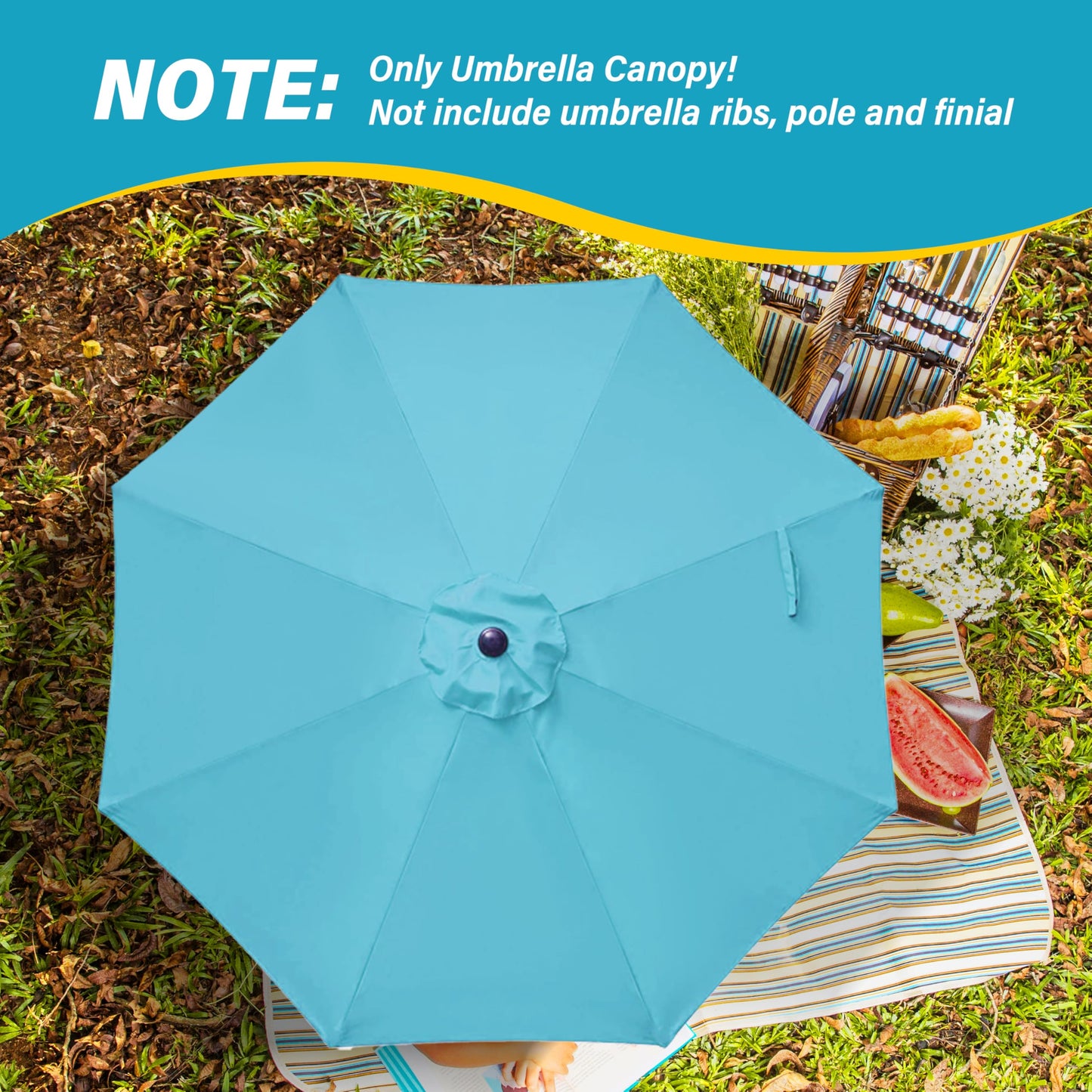 InfiniPower 9ft Patio Umbrella Replacement Canopy, Outdoor Replacement Canopy Only, Table Umbrellas Top Cover with 8 Ribs for Garden, Yard