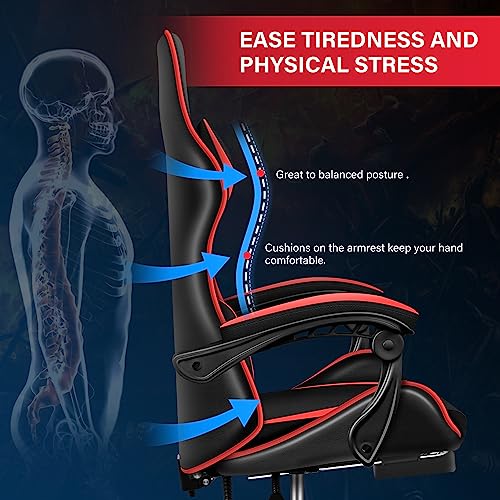 Simple Deluxe Gaming Chair, Big and Tall Gamer Chair, Racing Style Adjustable Swivel Office Chair, Ergonomic Video Game Chairs with Headrest and Lumbar Support