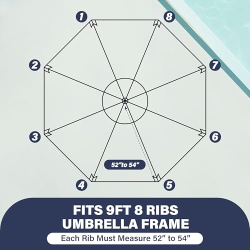 YSSOA 9ft/10ft Outdoor Market Patio Umbrella with 8 Sturdy Ribs, Tilt/Crank Push Button for Garden, Deck, Backyard and Pool
