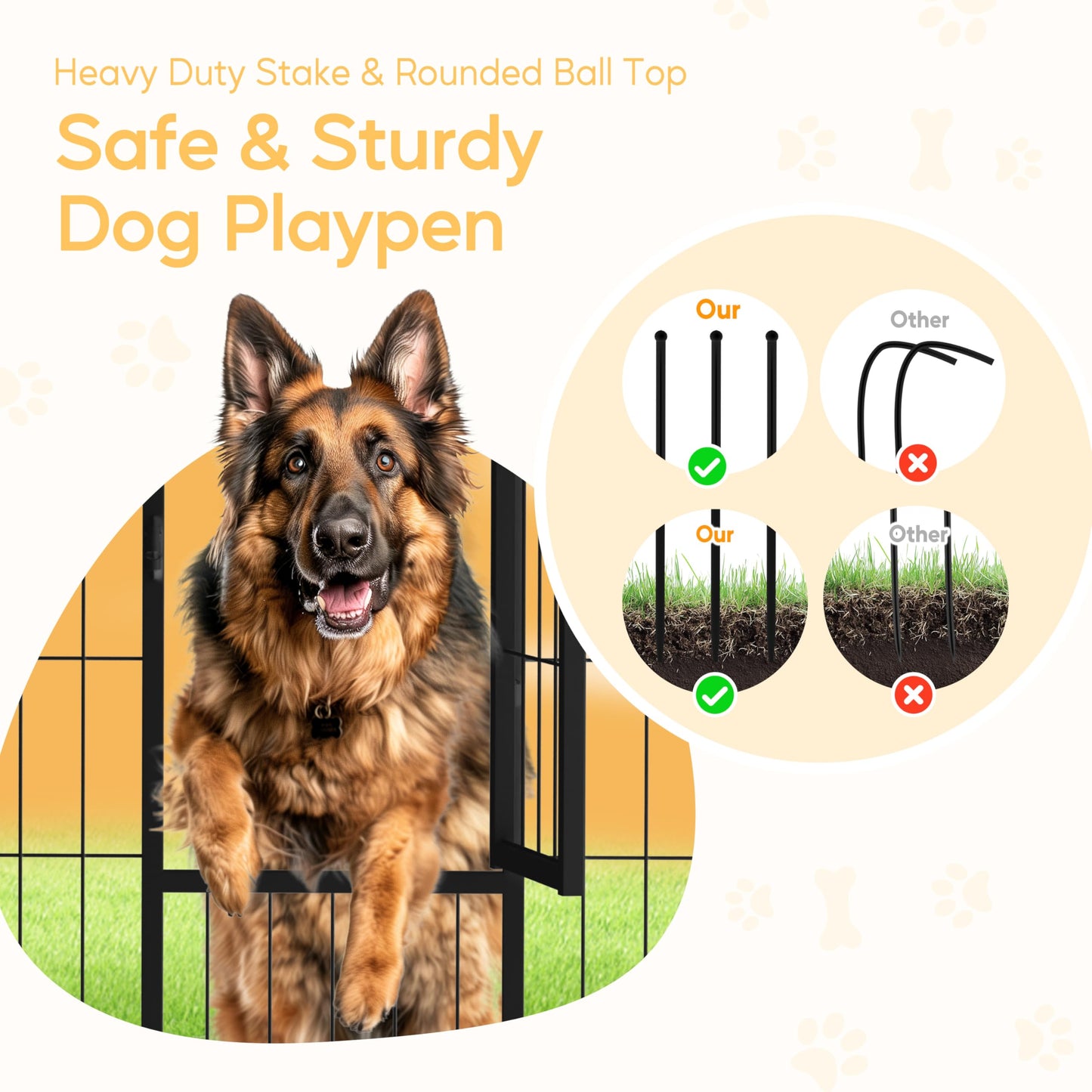 HealSmart Dog Playpen, 8-Panel Indoor and Outdoor Dog Fence