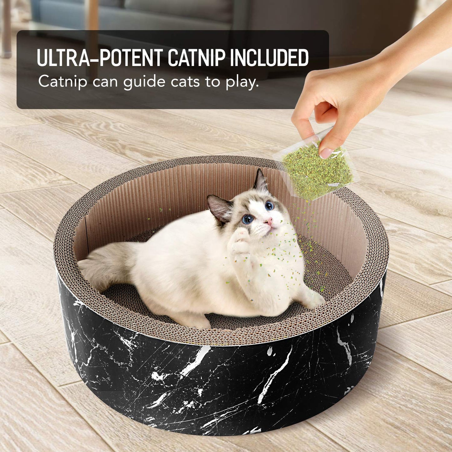2 in 1 Cat Scratcher Cardboard Lounge Bed, Cat Scratching Pad, Durable Board Pads Prevents Furniture Damage,Large