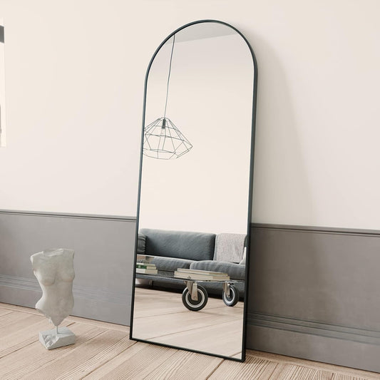 InfiniPower Arched Full Length Mirror, Floor Mirror with Stand, 59"x16" Large Mirror, Wall Mirror Full Length, Body Floor Mirror, Wall Mounted Mirror for Bedroom, Black