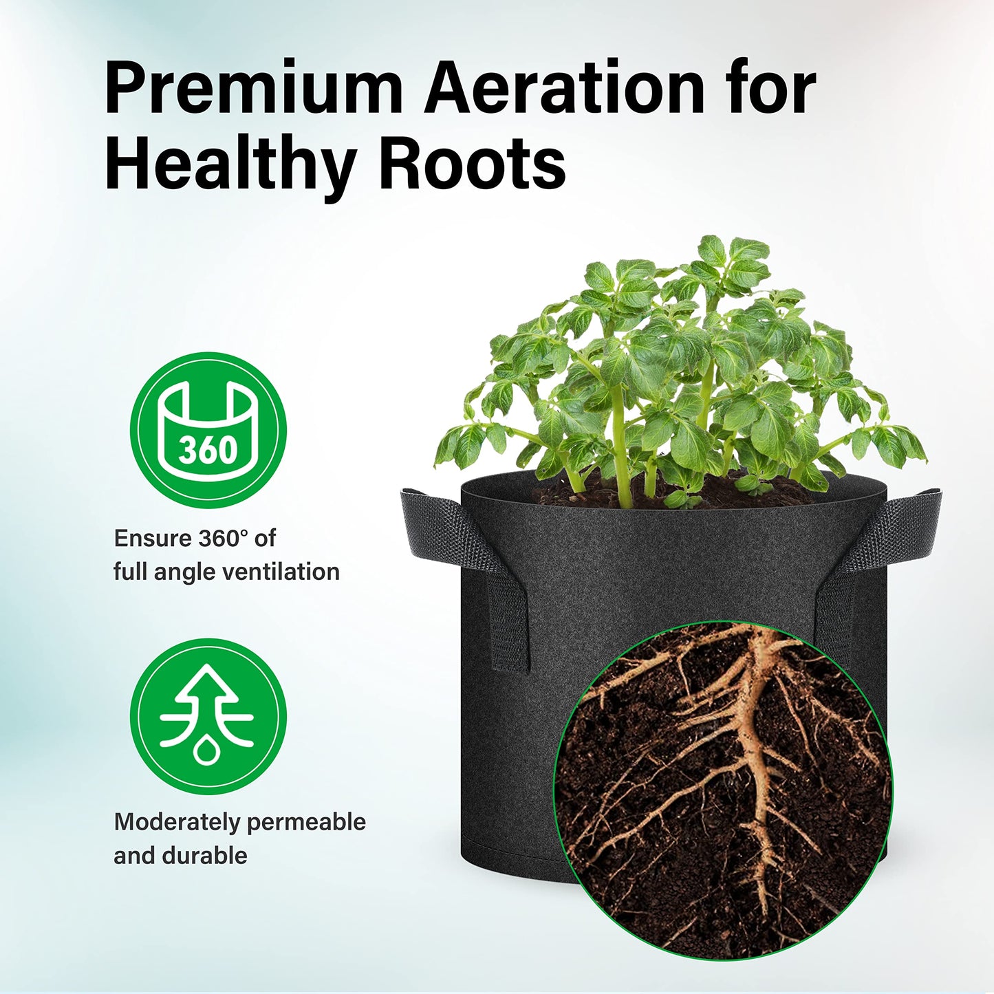 YSSOA Nonwoven Fabric Plant Pots with Handles,