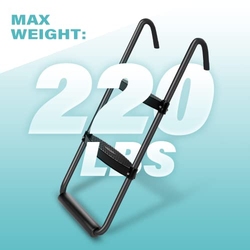 Simple Deluxe Trampoline Ladder with Wide Steps Skid-Proof 2-Steps Simple Deluxe 12FT 14FT Trampoline Stairs for Kids Universal Hook UV Treated Steel 220 lbs Capacity Trampoline Parts, Black