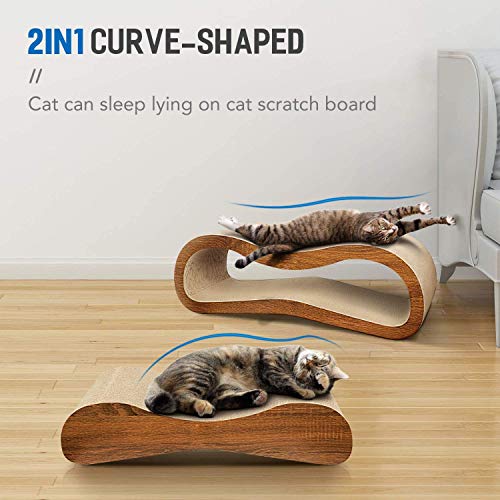 2 in 1 Cat Scratcher Cardboard Lounge Bed, Cat Scratching Pad, Durable Board Pads Prevents Furniture Damage,Large