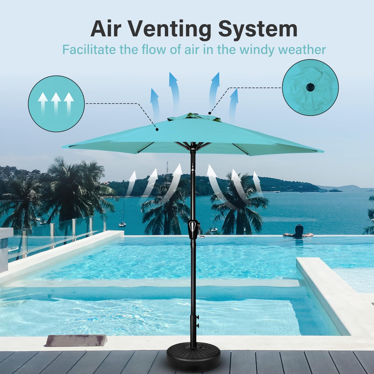 Simple Deluxe Patio Umbrella Outdoor Table Market Yard Umbrella with Push Button