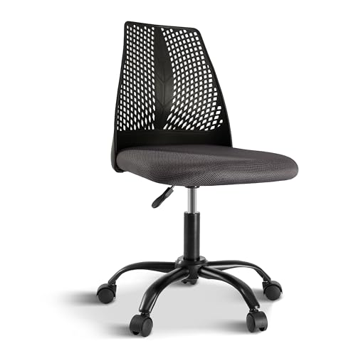 Simple Deluxe Ergonomic Office Computer Gaming Chair with Supportive Cushioning, 360° Swivel and Sturdy Metal Legs, Black & Gray