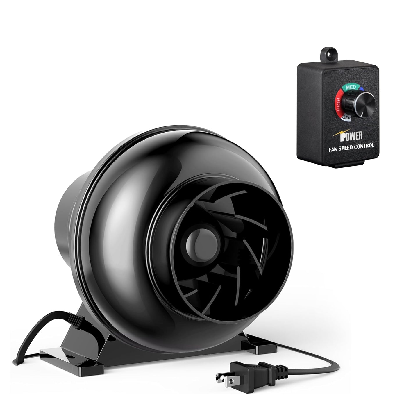 iPower 195 CFM Inline Fan, Upgrade Air Carbon Filter, 8 Feet Ducting Speed Controller Rope Hanger and Temperature Humidity Monitor Kits