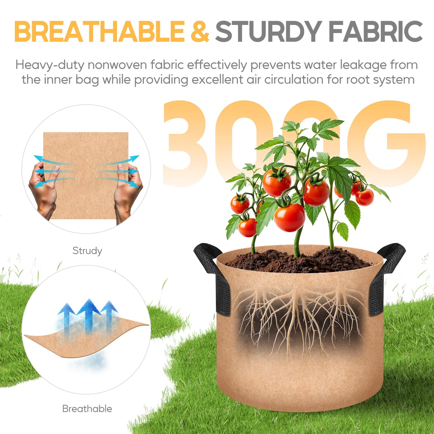 YSSOA 300G Reusable Breathable Gardening Pots
