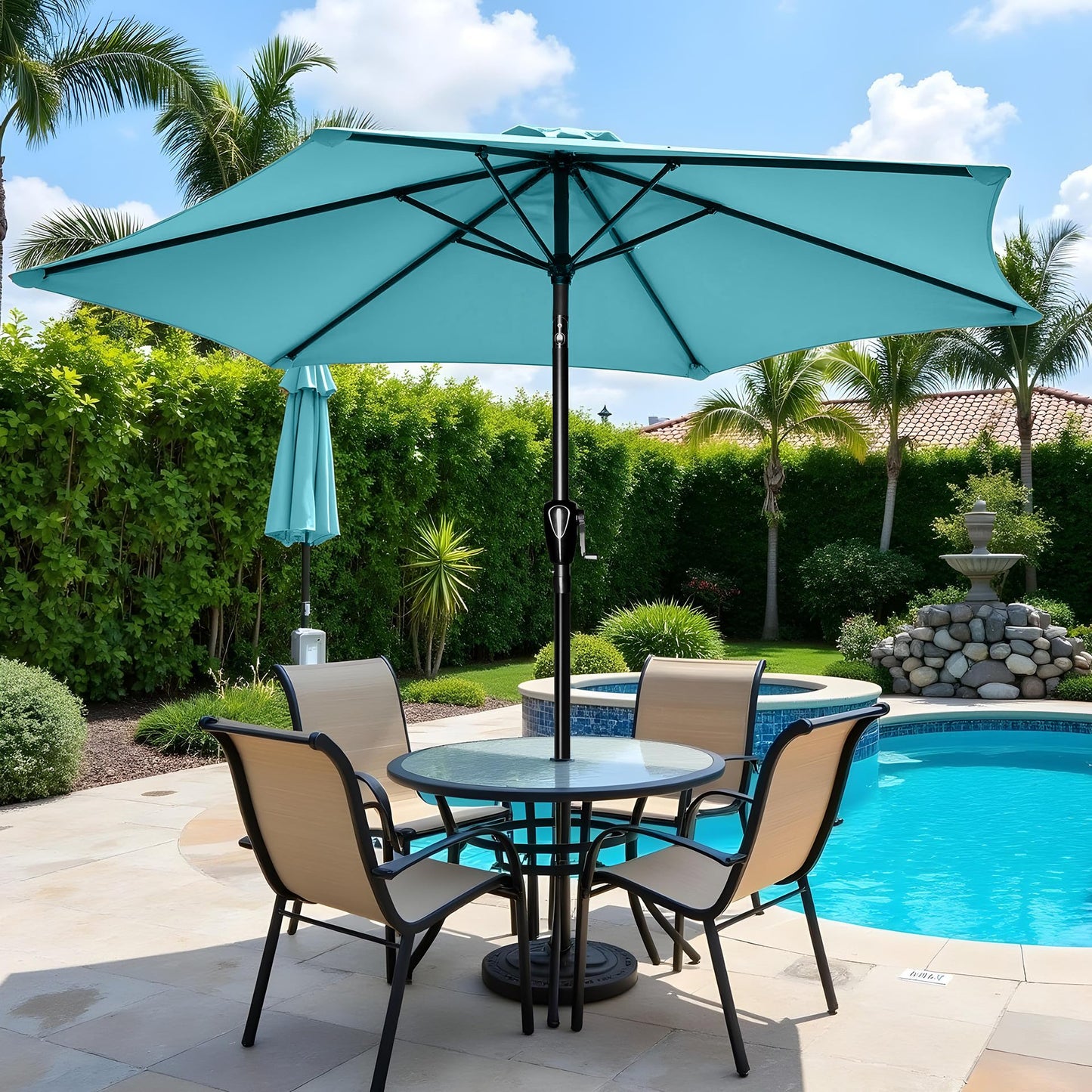 InfiniPower Outdoor Patio Umbrella Table Umbrellas with Push Button Tilt/Crank, UV Protection Waterproof for Garden Deck Backyard Pool,