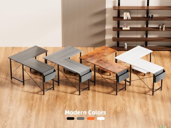 Miibox 50" L Shaped Gaming Desk with Reversible Corner - Home Office Computer Desk with Wood Top, Metal Frame, CPU Stand & Storage Bag for Small Space, Gaming Room