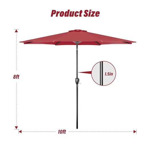 Simple Deluxe 9FT Outdoor Patio Umbrella Table Market Umbrella with Push Button Tilt and Crank, 8 Sturdy Ribs, UV Protection Waterproof for Garden, Lawn, Deck, Backyard, Pool