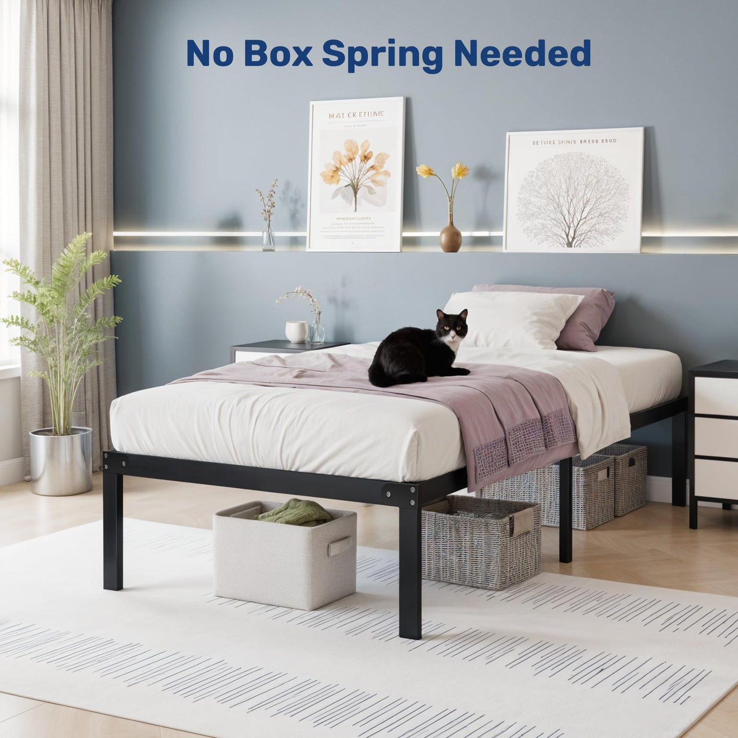 YSSOA Bed Frame, Space Under The Bed Heavy Duty Frame Bed