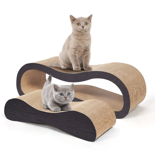 Double Cat Scratcher, 2 in 1 Infinity Cat Scratcher Cardboard Lounge Bed, Cat Scratching Post, Durable Board Pads Prevents Furniture Damage for Indoor Cats,Large,Brown