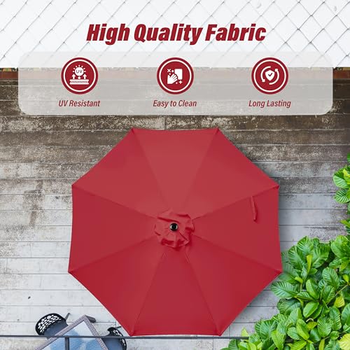 Simple Deluxe 9FT Outdoor Patio Umbrella Table Market Umbrella with Push Button Tilt and Crank, 8 Sturdy Ribs, UV Protection Waterproof for Garden, Lawn, Deck, Backyard, Pool