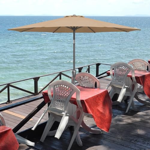 Simple Deluxe 9FT Outdoor Patio Umbrella Table Market Umbrella with Push Button Tilt and Crank, 8 Sturdy Ribs, UV Protection Waterproof for Garden, Lawn, Deck, Backyard, Pool