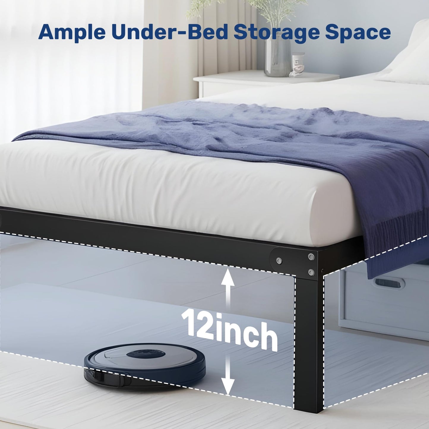 YSSOA Bed Frame, Space Under The Bed Heavy Duty Frame Bed