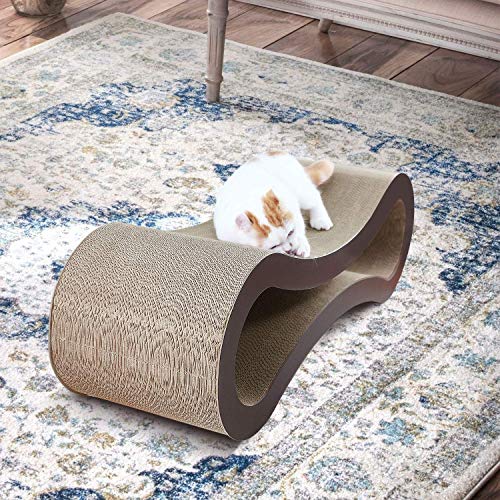 2 in 1 Cat Scratcher Cardboard Lounge Bed, Cat Scratching Pad, Durable Board Pads Prevents Furniture Damage,Large