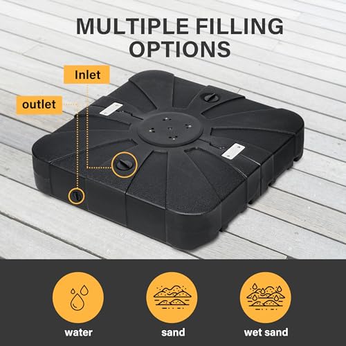 YSSOA Fillable Mobile Offset Patio Base Heavy Duty Market Cantilever Umbrella Stand Square