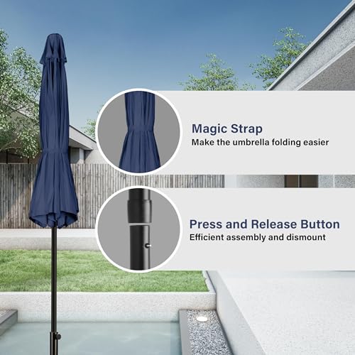 Simple Deluxe Patio Umbrella Outdoor, UV Protection Sunshade with Push Button Tilt/Crank and 8 Sturdy Ribs, for Table Garden Lawn Beach Pool