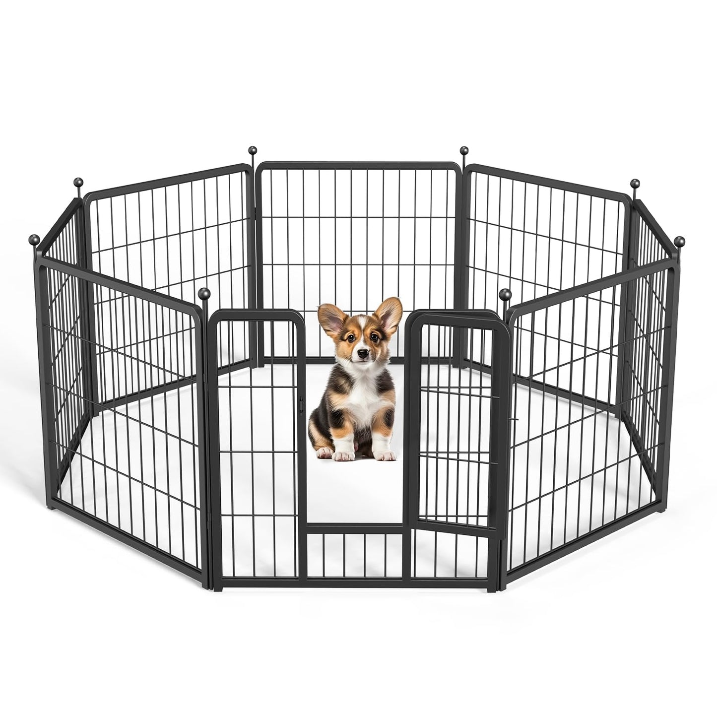 YSSOA Dog Playpen Indoor, Puppy Playpen Indoor Outdoor for Yard, Camping, RV, Heavy Duty Dog Pen for Puppies/Small/Medium Dogs, Black