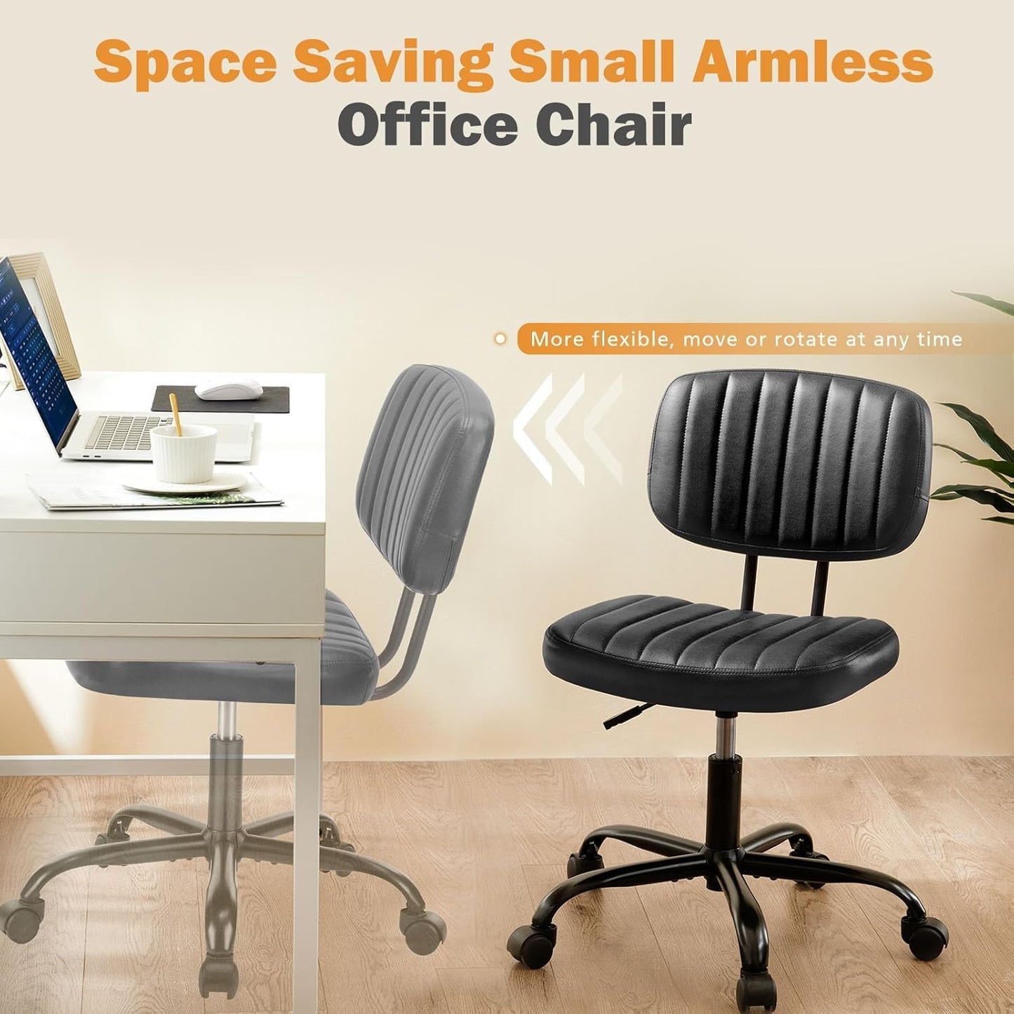 YSSOA Simple Deluxe Small Desk Chair Home Office Desk Chairs Small Vanity Chair with Wheels