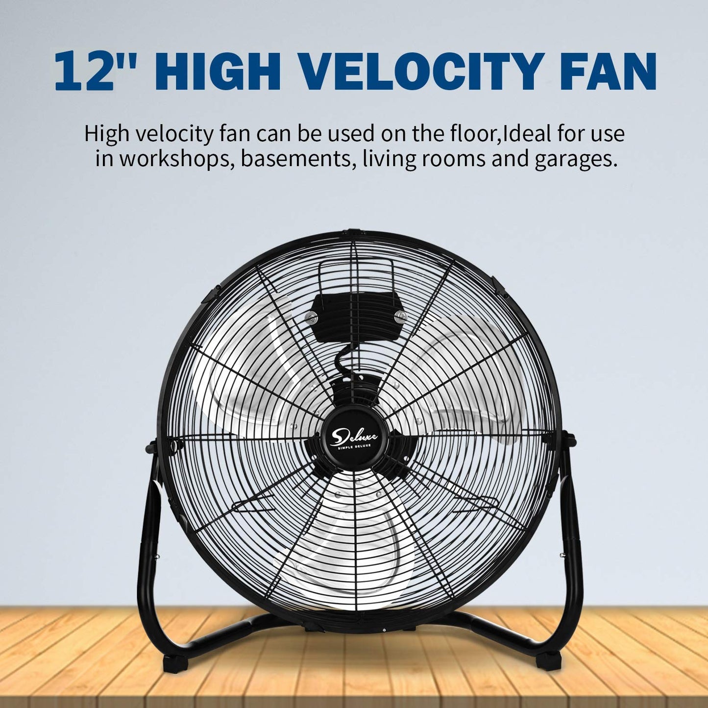 iPower 12 Inch 3-Speed High Velocity Heavy Duty Metal Industrial Floor Fans Quiet for Home, Commercial, Residential, and Greenhouse Use, Outdoor/Indoor, Black