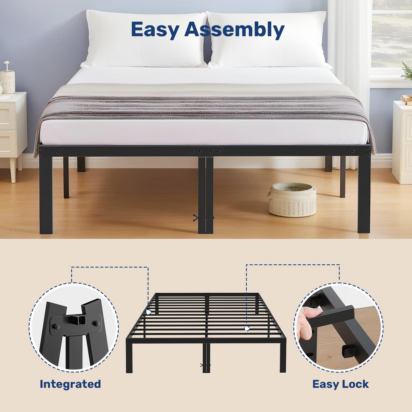 YSSOA Bed Frame, Space Under The Bed Heavy Duty Frame Bed