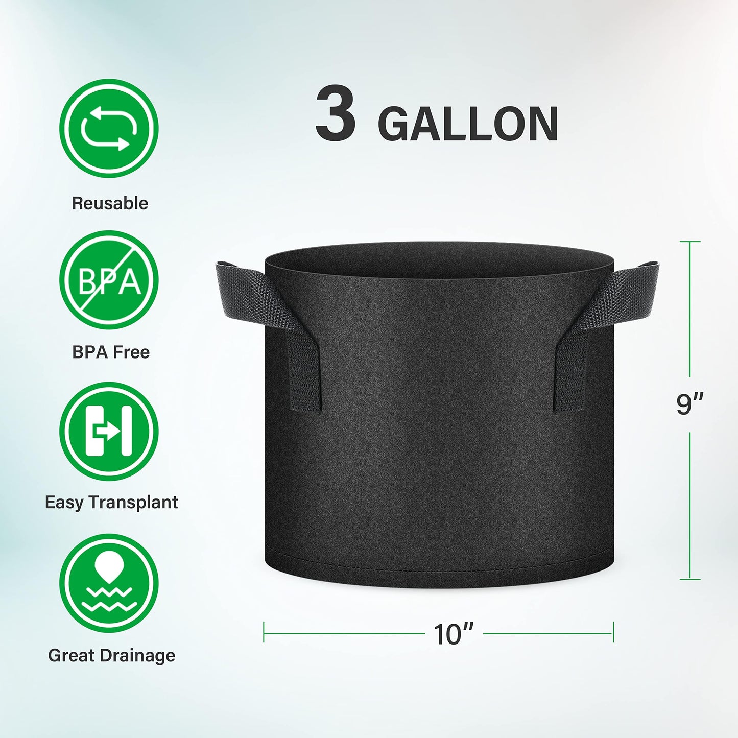 YSSOA Nonwoven Fabric Plant Pots with Handles,