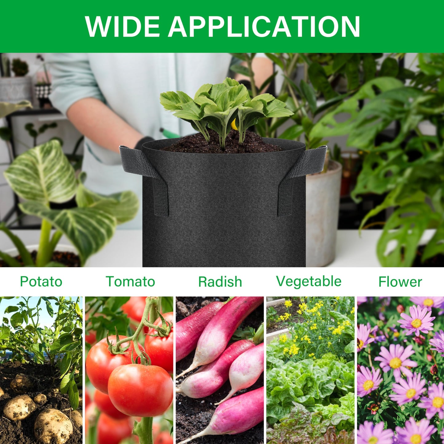 YSSOA Nonwoven Fabric Plant Pots with Handles,