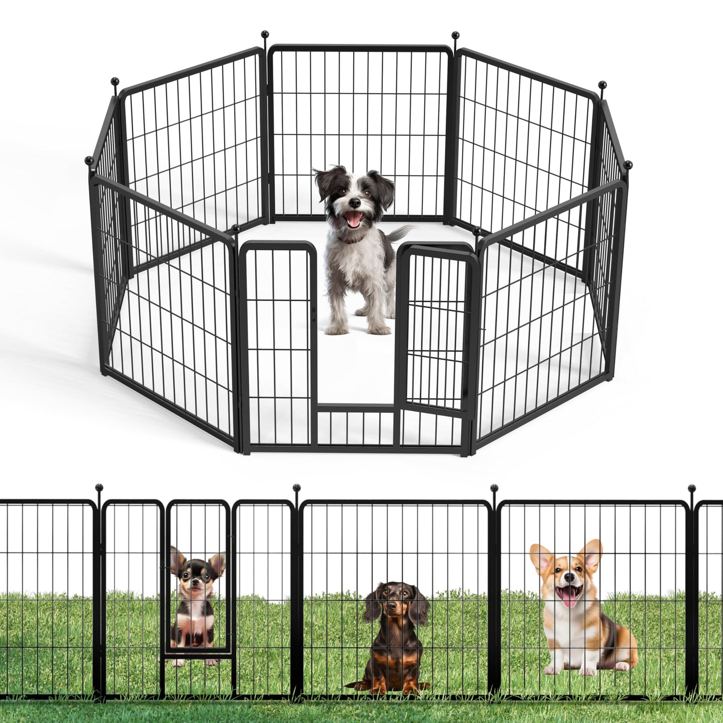 Decorative Garden Fence with Gate and Panels Heavy Duty Metal Animal Barrier Fence