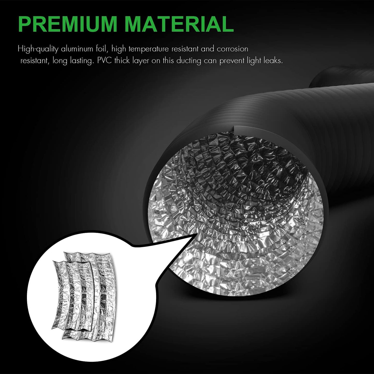 HealSmart Exhaust Inline Duct Fan Vent Booster Blower and Non-Insulated Flex Air Aluminum Foil Ducting for Indoor Grow Tent Hydroponics Ventilation